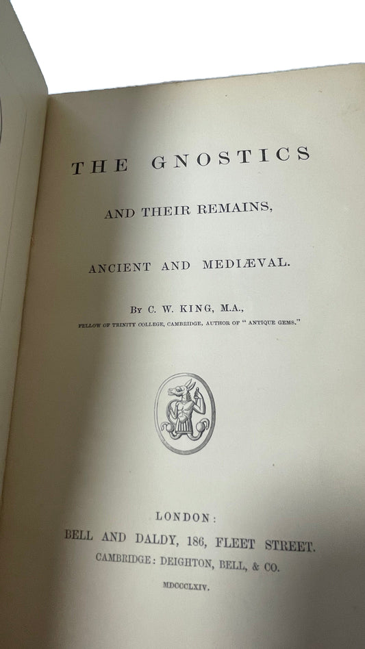 Title page of C. W. King's The Gnostics and Their Remains, dated 1864, with a small oval illustration.