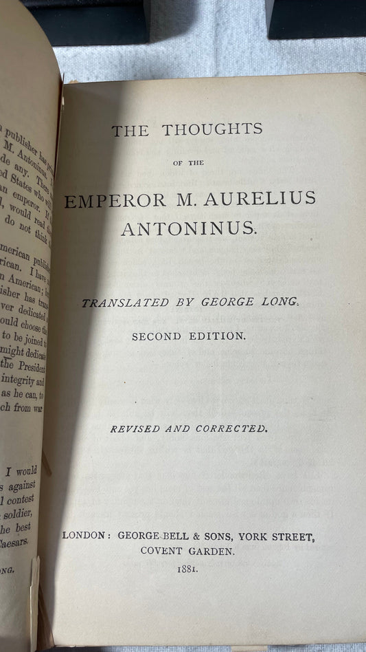 1881. Marcus Aurelius Antoninus. Thoughts of the Emperor Marcus Aurelius Antoninus