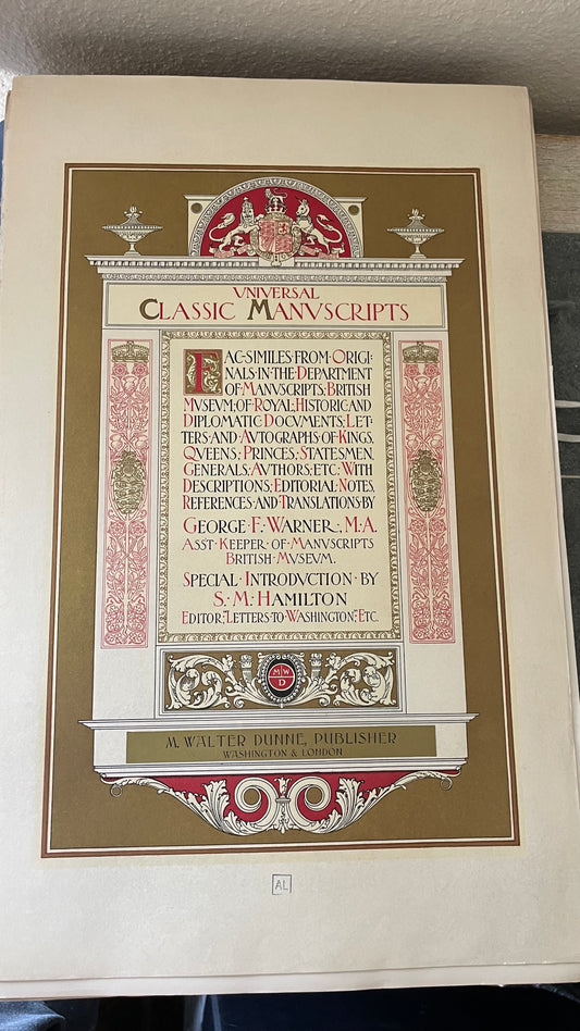 1901. Universal Classic Manuscripts: From the Original Documents in the Department of Manuscripts, British Museum, and Other Sources