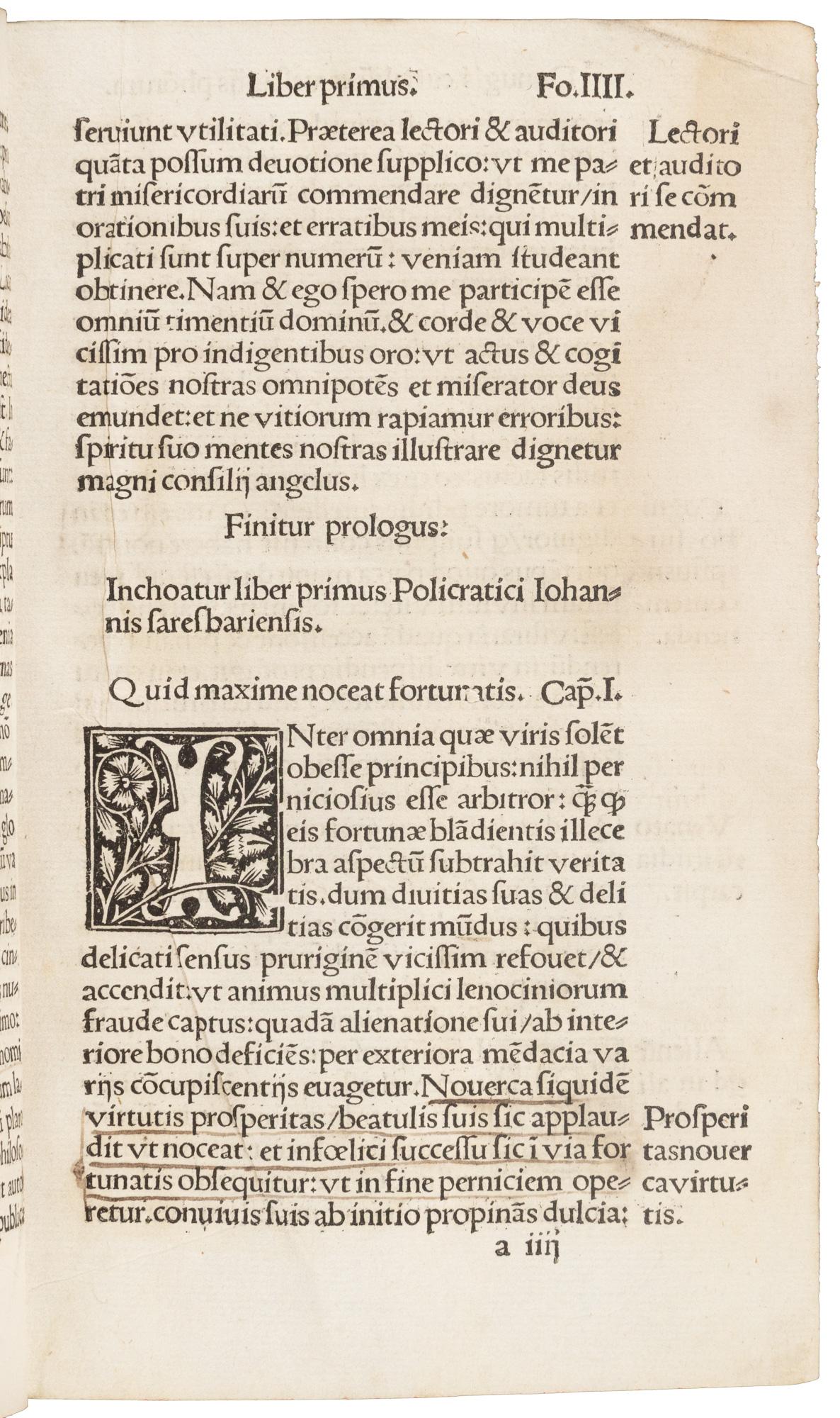1513 John of Salisbury. Policraticus de nugis curialium et vestigiis philosophorum continens libros octo