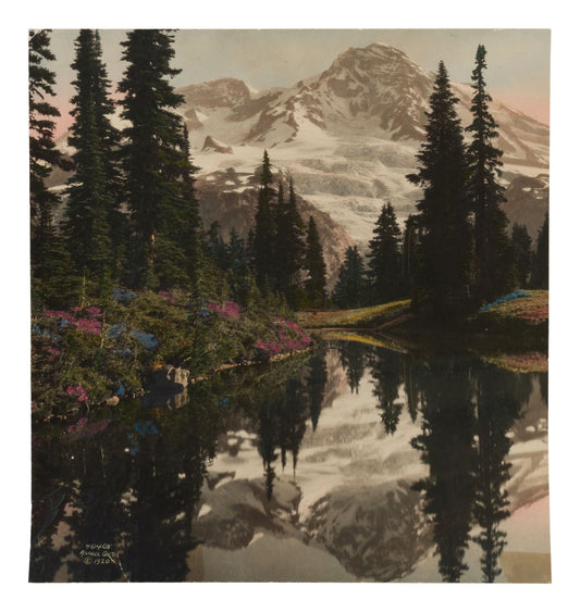 Asahel Curtis — Mount Rainier, circa 1920 — Bromoil photograph with applied color — historical auction photograph 1