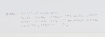 Catherine Wagner — Adult Sunday School Attendance Chart — American Classrooms, 1985 — historical auction photograph 3