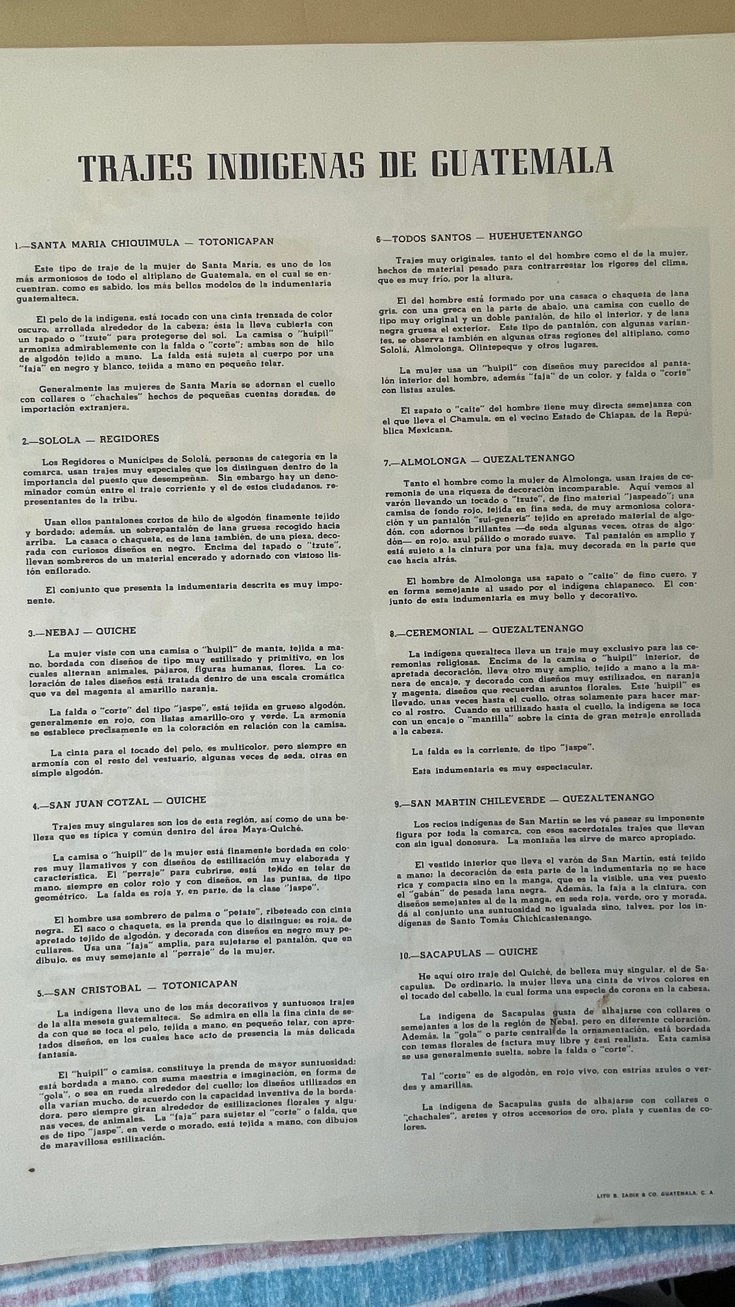 c. 1940. Carlos Merida. Trajes Indigenas de Guatemala: 10 Laminos a Color Par Carlos Merida.