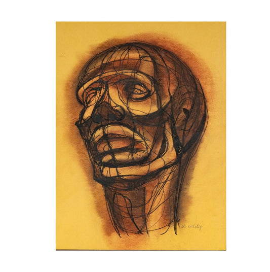 Francis de Erdely — Head — Ink and charcoal drawing — historical auction photograph