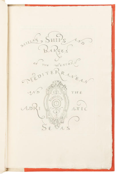 Decorative title page of Sailing-Ships and Barges of the Western Mediterranean and Adriatic Seas, with a central barometer design.