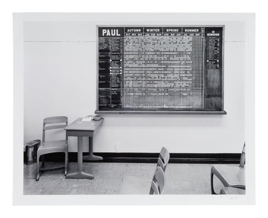 Catherine Wagner — Adult Sunday School Attendance Chart — American Classrooms, 1985 — historical auction photograph 1