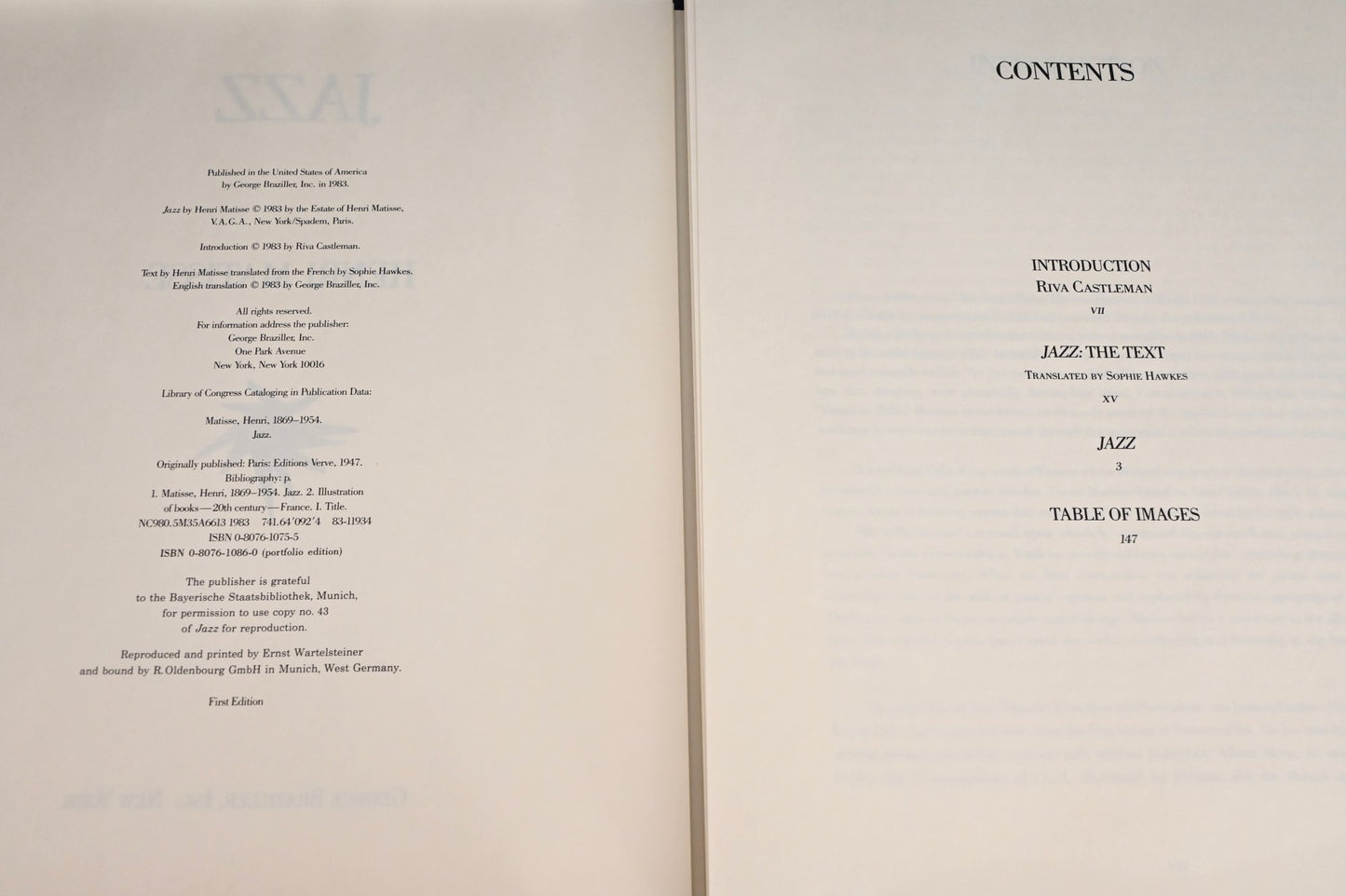 1983. Henri Matisse. Jazz. George Brazillers. MOMA special edition.
