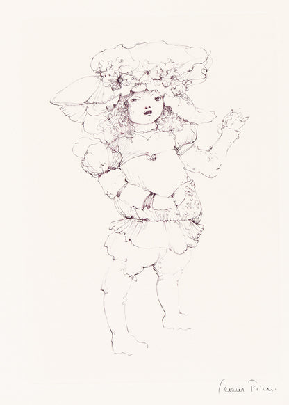 Second signed color etching from Leonor Fini’s Les Petites filles modèles, 1973, copy 113; Swann source photograph.