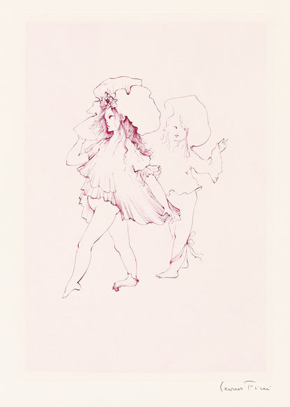 Third signed color etching from Leonor Fini’s Les Petites filles modèles, 1973, copy 113; Swann source photograph.