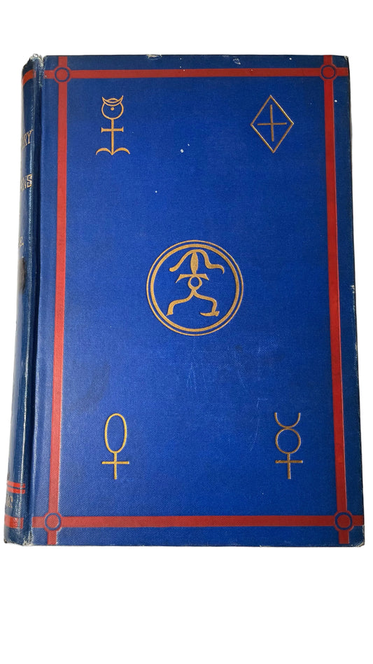 Blue cover and spine of A. E. Waite's The Real History of the Rosicrucians, with gold symbols, a red border and visible edge wear.
